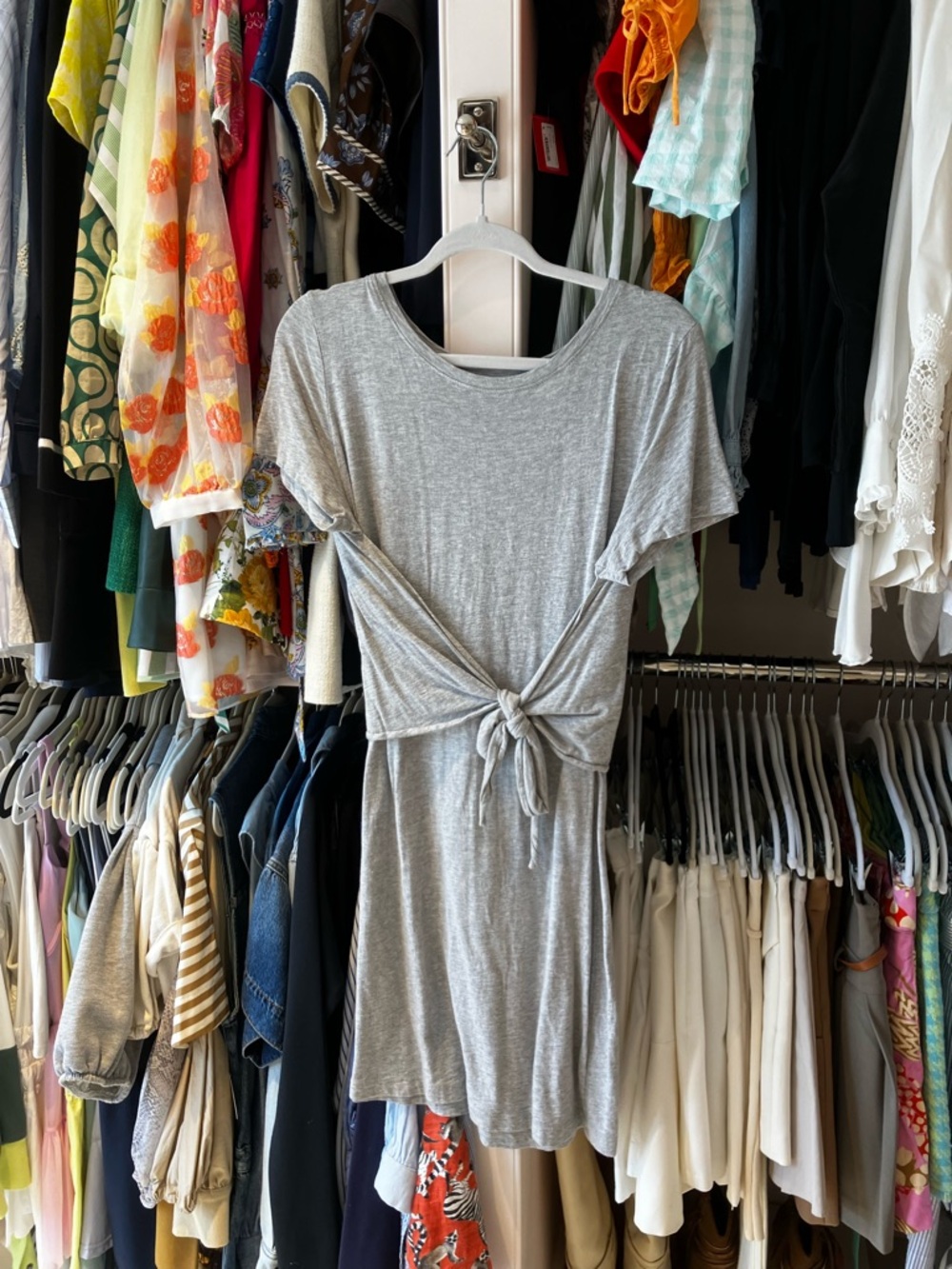 Sanctuary Soft Grey Tie-Front T-Shirt Dress